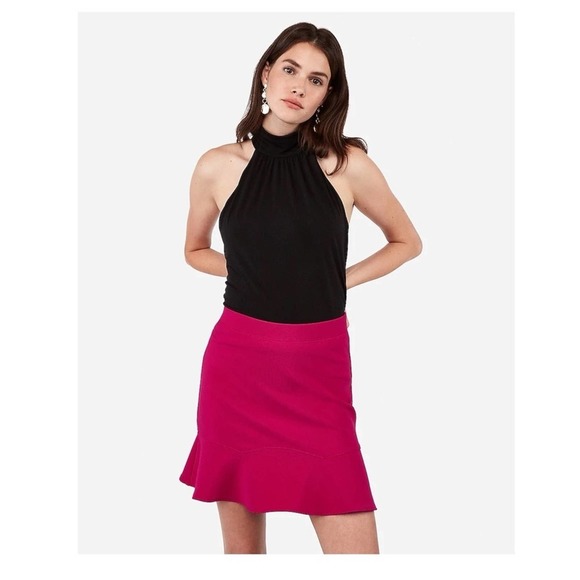 Express Dresses & Skirts - EXPRESS NWT Fuschia Knit Ruffle Hem Mini Skirt Size Small